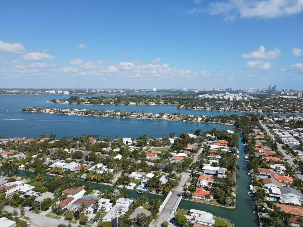 Streets and canals from the air — houses of visibly different ages